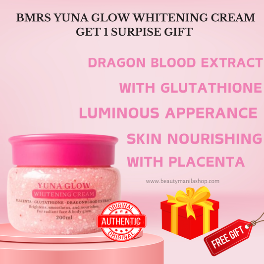 BMRS YUNA GLOW WHITENING CREAM with Placenta, Glutathione and Dragon Blood Extract for Body Glow