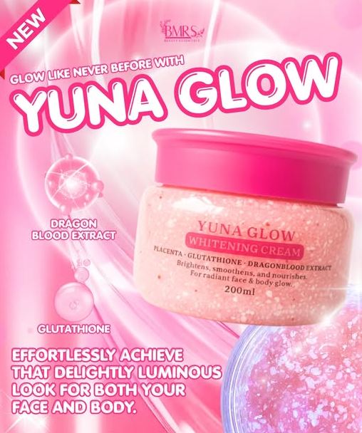 BMRS YUNA GLOW WHITENING CREAM with Placenta, Glutathione and Dragon Blood Extract for Body Glow
