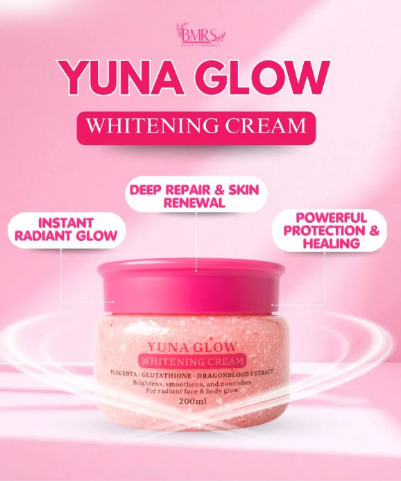 BMRS YUNA GLOW WHITENING CREAM with Placenta, Glutathione and Dragon Blood Extract for Body Glow