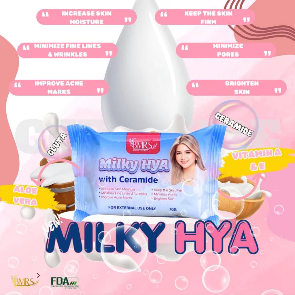 BMRS Milky Hya Soap with ceramide, Glutathione Vitamin E&A Brightening, Moisturize