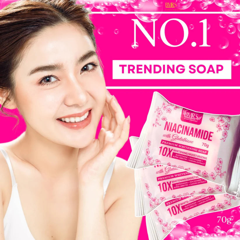 All New Packaging BMRS Niacinamide Soap 10x Whitening With Glutathione