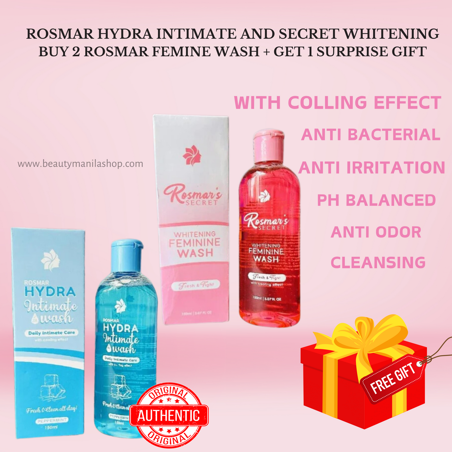 Rosmar Secret Whitening Feminine Wash & Rosmar Hydra Intimate Wash 150ml