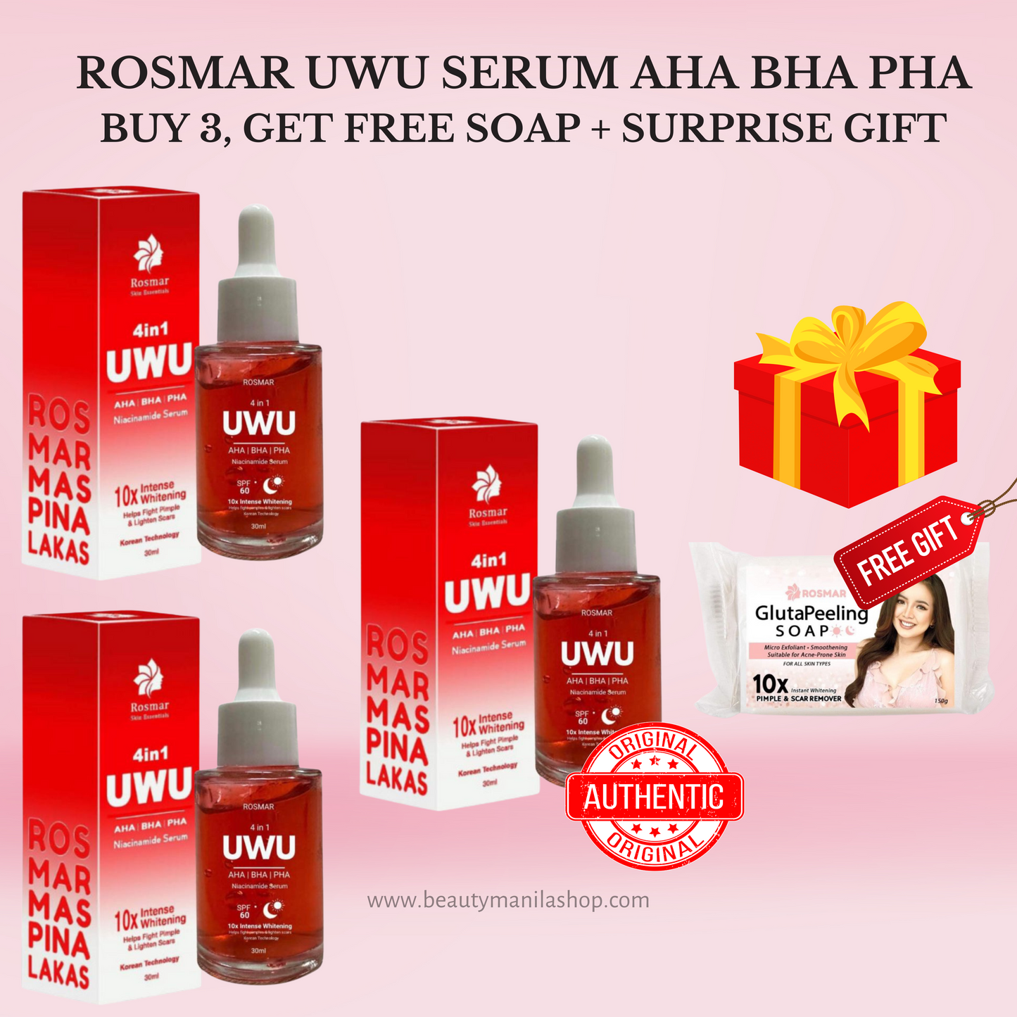 ROSMAR New 4in1 UWU NIACINAMIDE SERUM | AHA BHA & PHA | 30ml