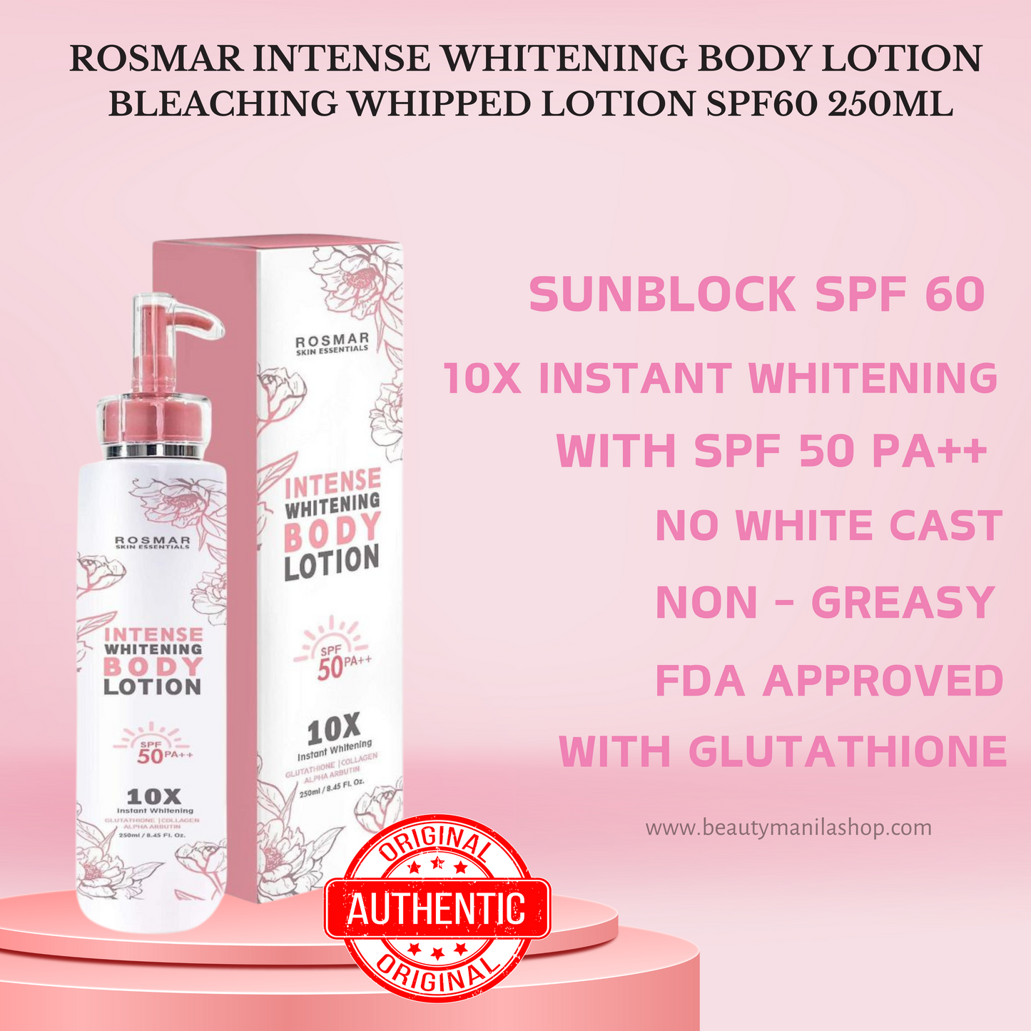 ROSMAR Intense Whitening Body Lotion 250ml SPF50pa++