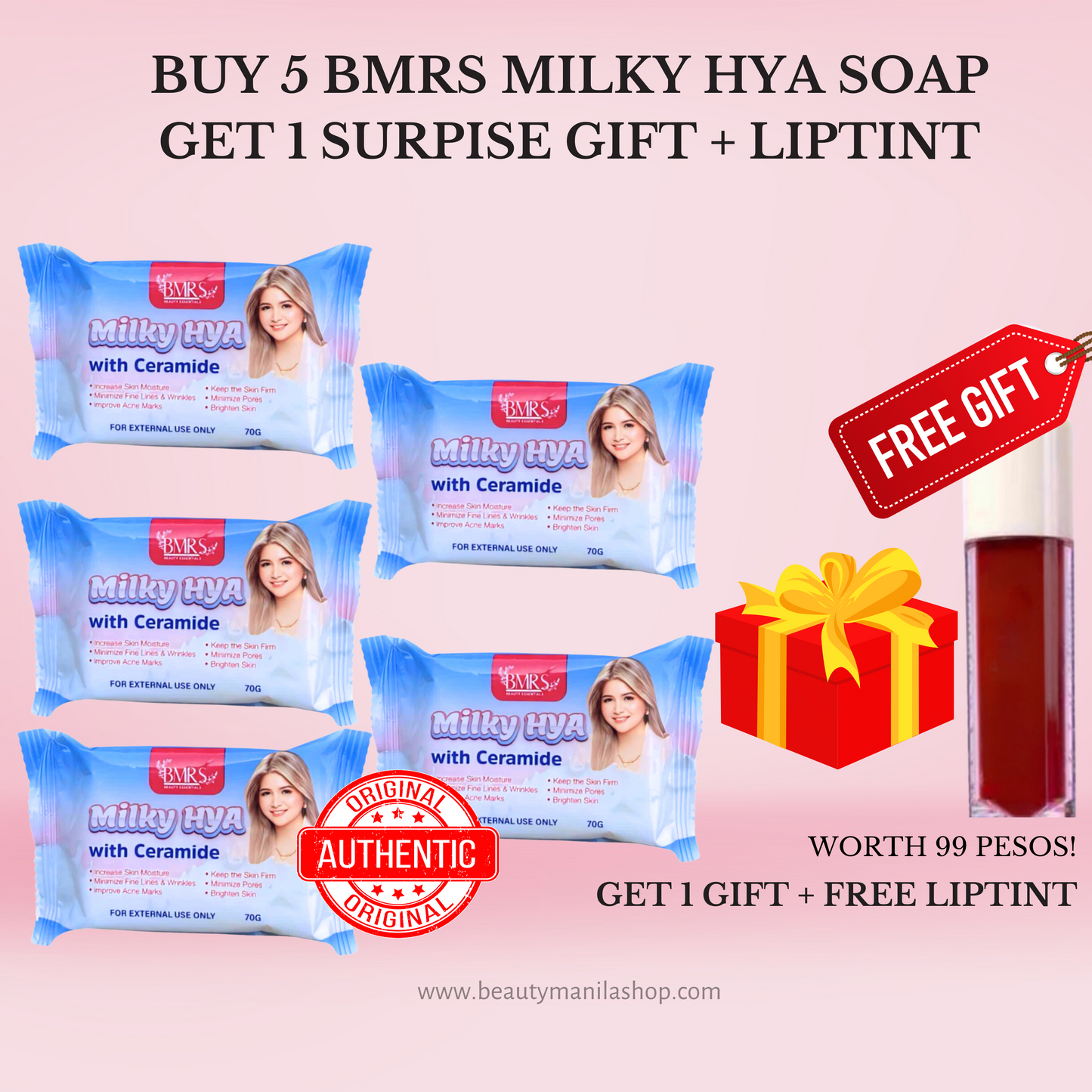 BMRS Milky Hya Soap with ceramide, Glutathione Vitamin E&A Brightening, Moisturize