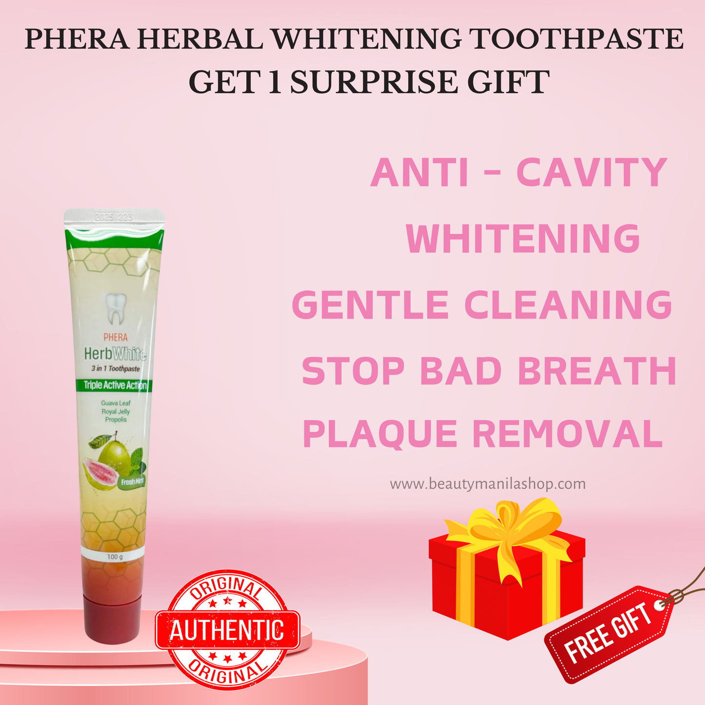 PHERA Herbal Whitening Toothpaste 1 Tube (100g)