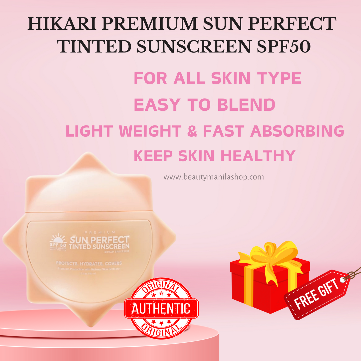 Hikari Premium Sun Perfect Tinted Sunscreen SPF50 PA+ | Lightweight, Glowing, Hydrating & Protection