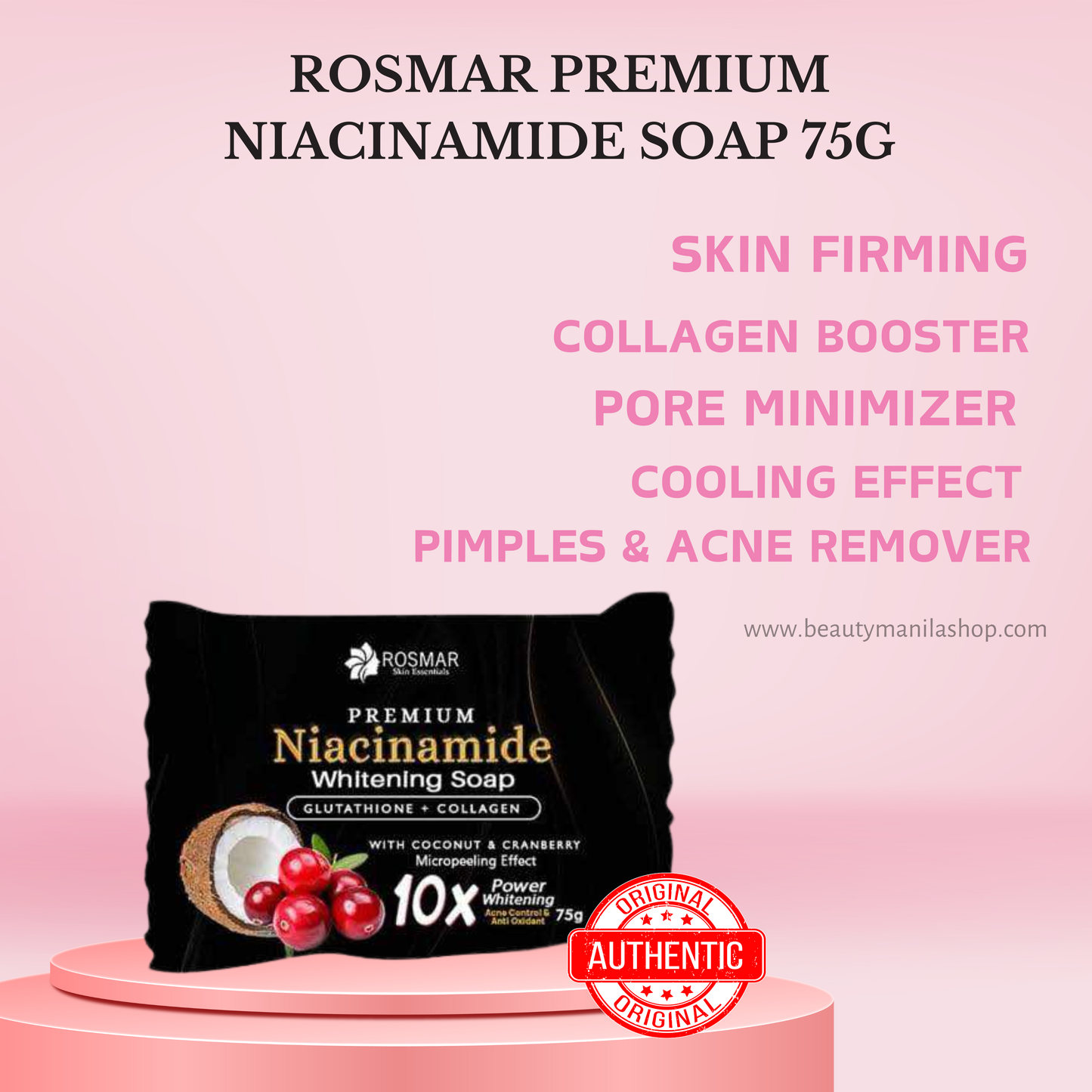 100% AUTHENTIC NIACINAMIDE SOAP 150g ROSMAR PREMIUM QUALITY