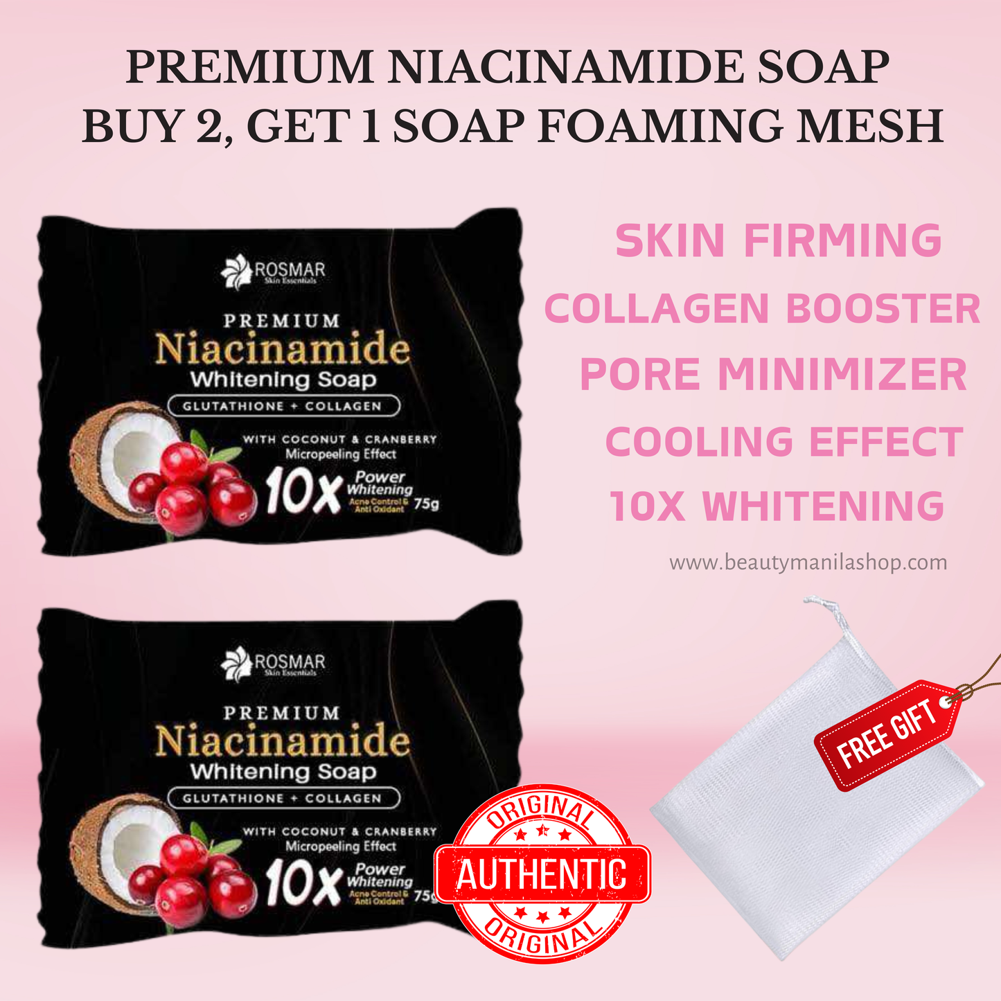 100% AUTHENTIC NIACINAMIDE SOAP 150g ROSMAR PREMIUM QUALITY