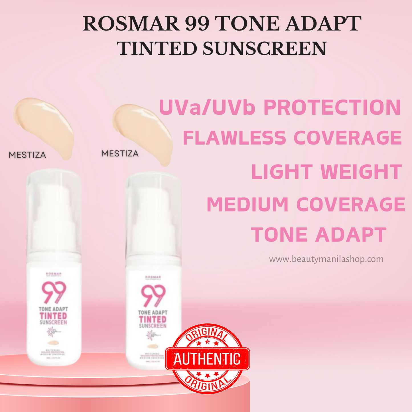 ROSMAR 99 TONE ADAPT TINTED SUNSCREEN SPF50+++ 30ml