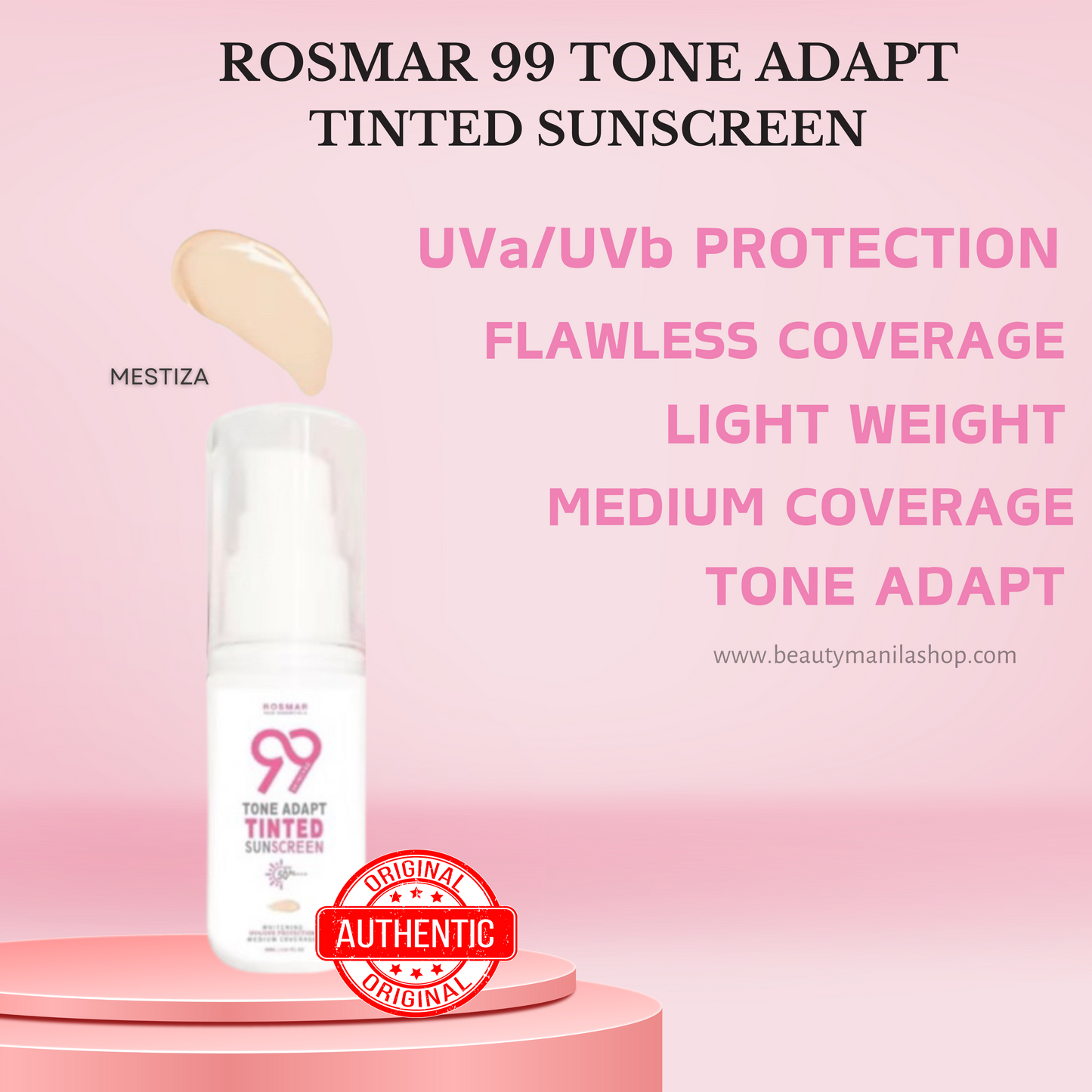 ROSMAR 99 TONE ADAPT TINTED SUNSCREEN SPF50+++ 30ml