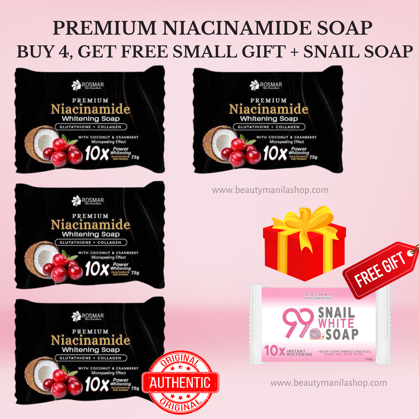 100% AUTHENTIC NIACINAMIDE SOAP 150g ROSMAR PREMIUM QUALITY