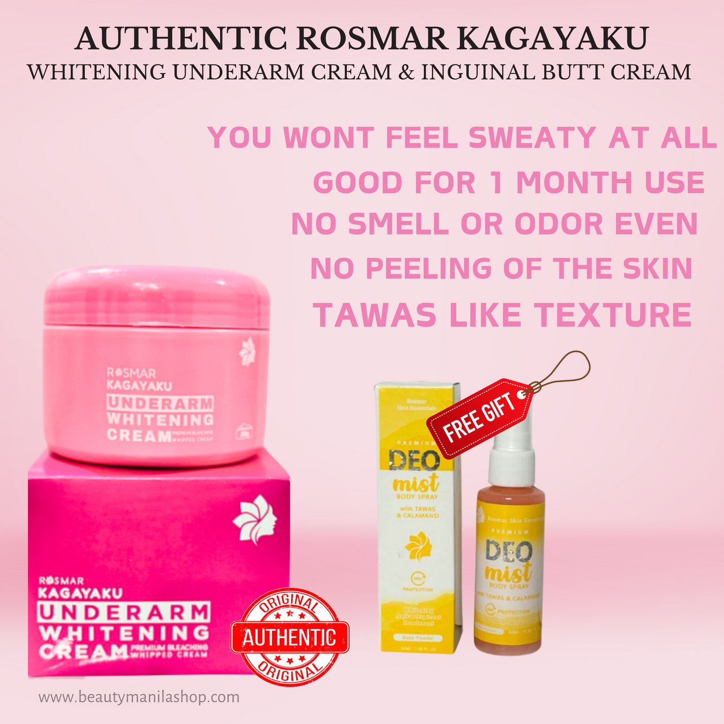 Rosmar Kagayaku Underarm Whitening Cream, Inguinal & Butt Cream And Deo Mist