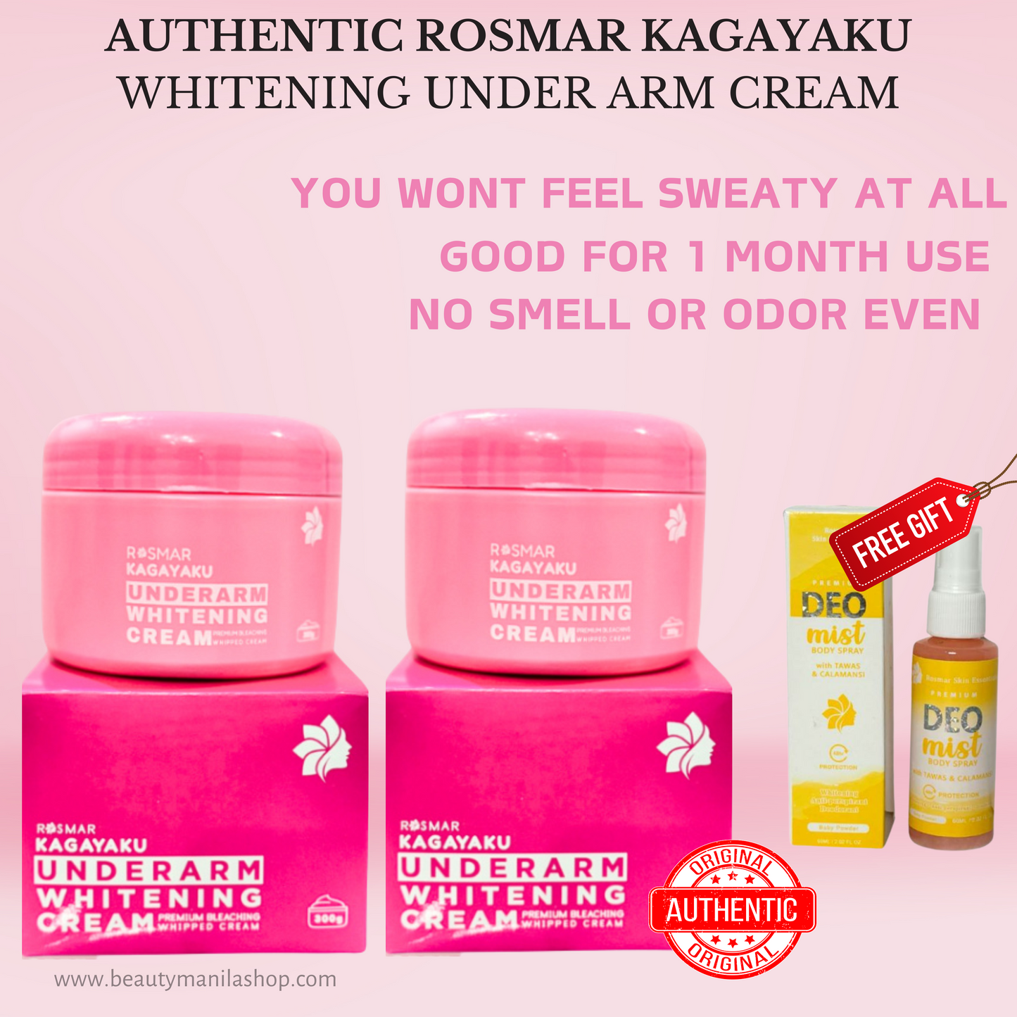 Rosmar Kagayaku Underarm Whitening Cream, Inguinal & Butt Cream And Deo Mist
