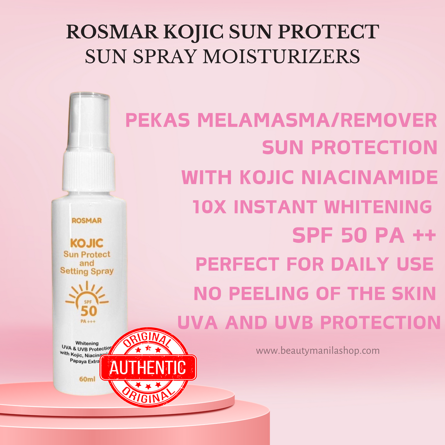 ROSMAR KOJIC PEKAS CREAM 50G PLUS KOJIC SUN PROTECT SUN SPRAY Moisturizers New Product