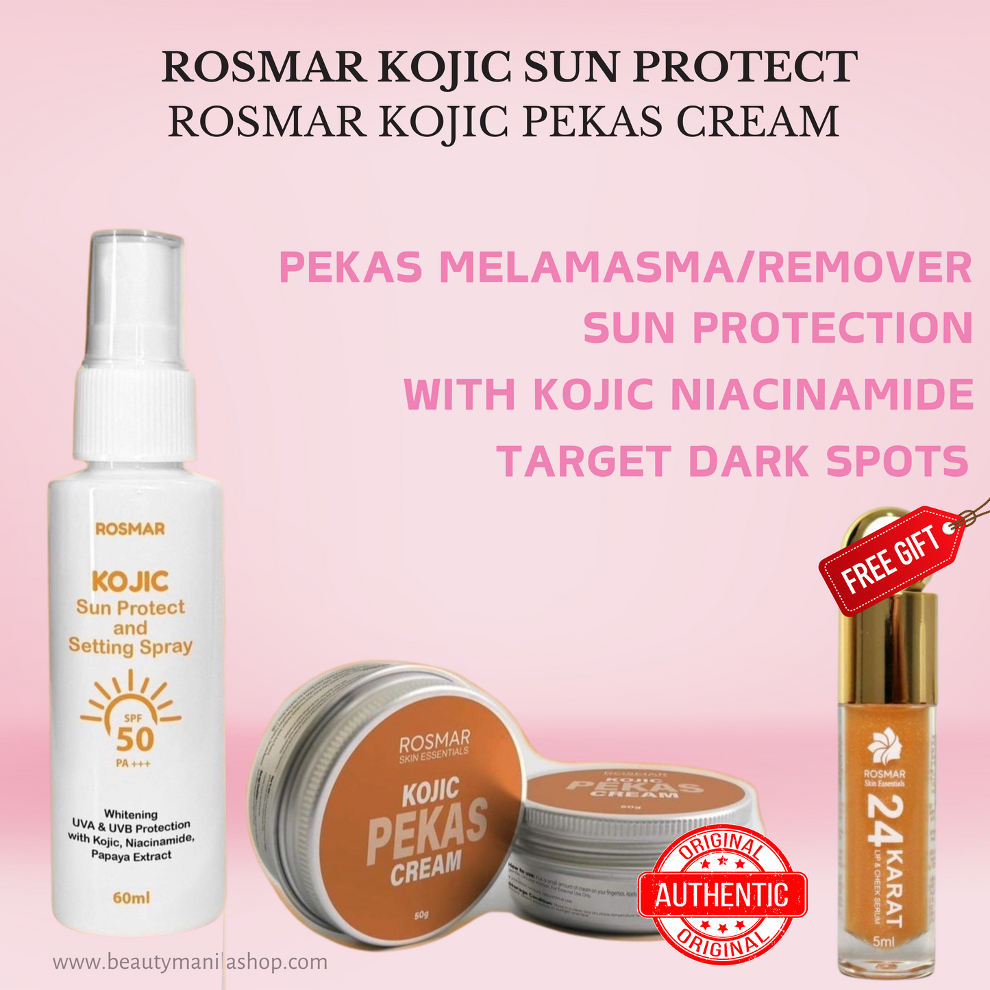 ROSMAR KOJIC PEKAS CREAM 50G PLUS KOJIC SUN PROTECT SUN SPRAY Moisturizers New Product