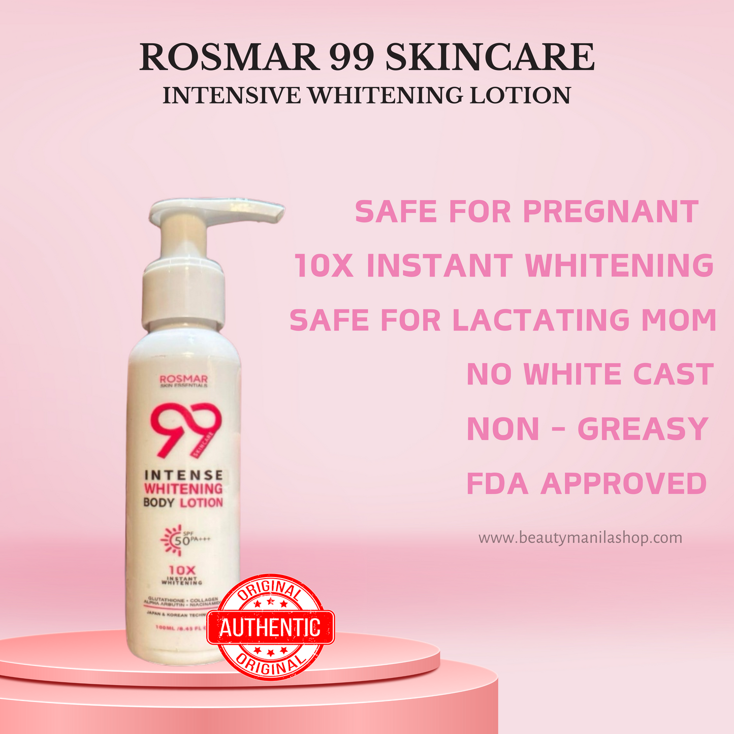 Rosmar 99 Skincare Intense Whitening Lotion | 100ml
