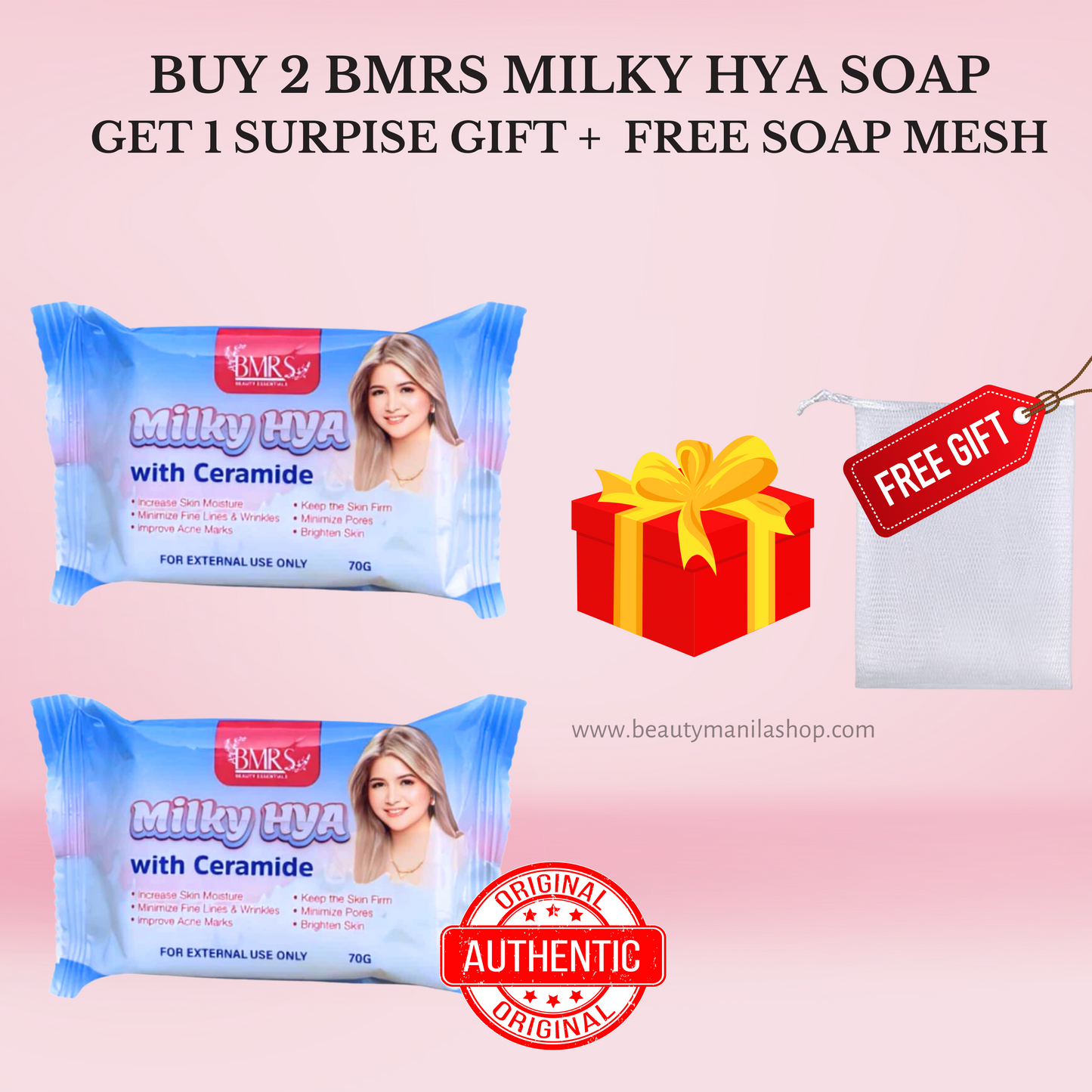 BMRS Milky Hya Soap with ceramide, Glutathione Vitamin E&A Brightening, Moisturize