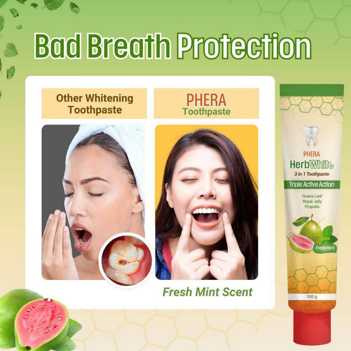 PHERA Herbal Whitening Toothpaste 1 Tube (100g)
