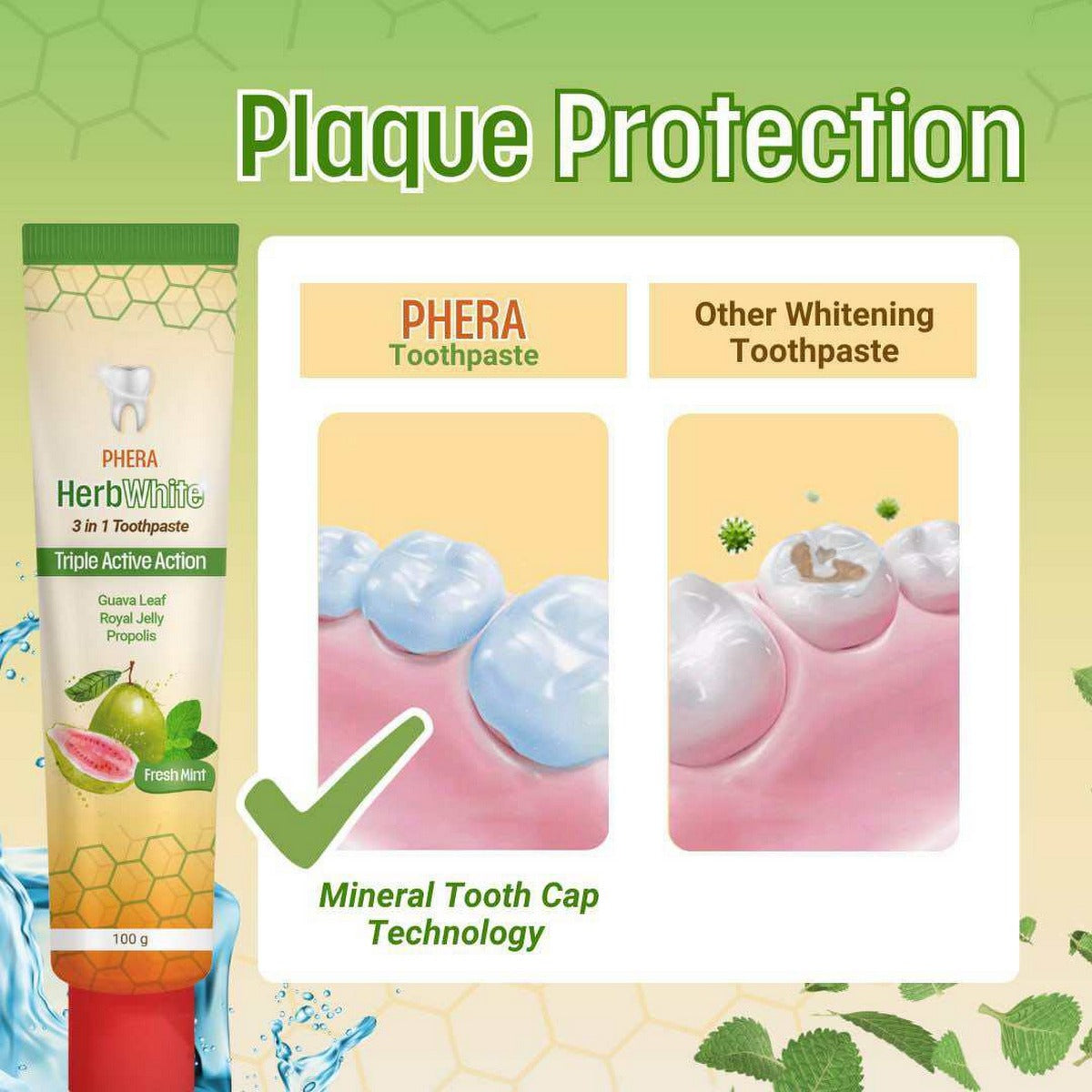 PHERA Herbal Whitening Toothpaste 1 Tube (100g)